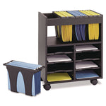 Go Cart Mobile File, Engineered Wood, 8 Shelves, 4 Bins, 14.5" x 21.5" x 26.25", Black