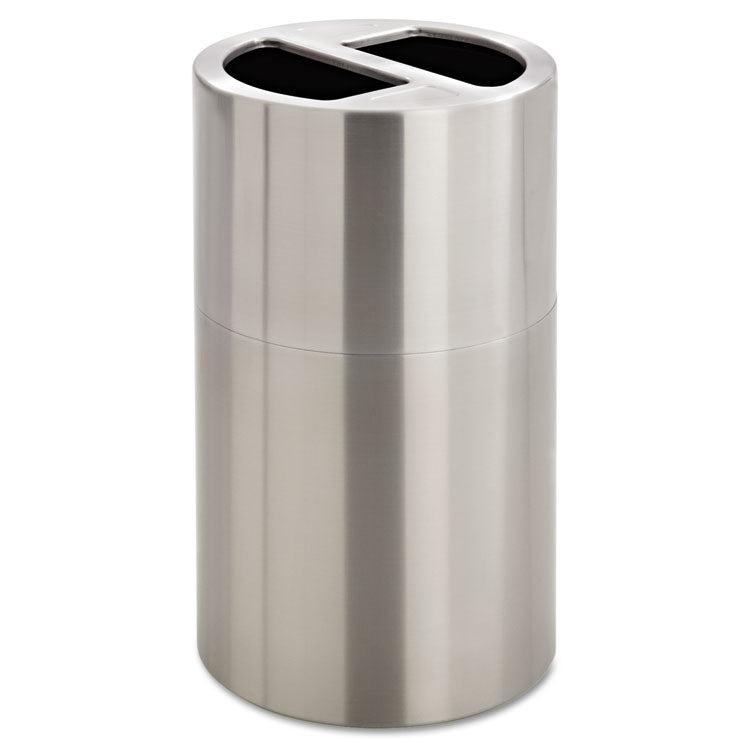 Dual Recycling Receptacle, 30 gal, Steel, Stainless Steel