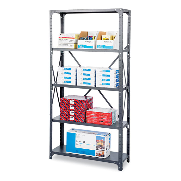 Commercial Steel Shelving Unit, Five-Shelf, 36w X 18d X 75h, Dark Gray