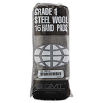 Industrial-Quality Steel Wool Hand Pads, #1 Medium, Steel Gray, 16 Pads/sleeve, 12 Sleeves/carton