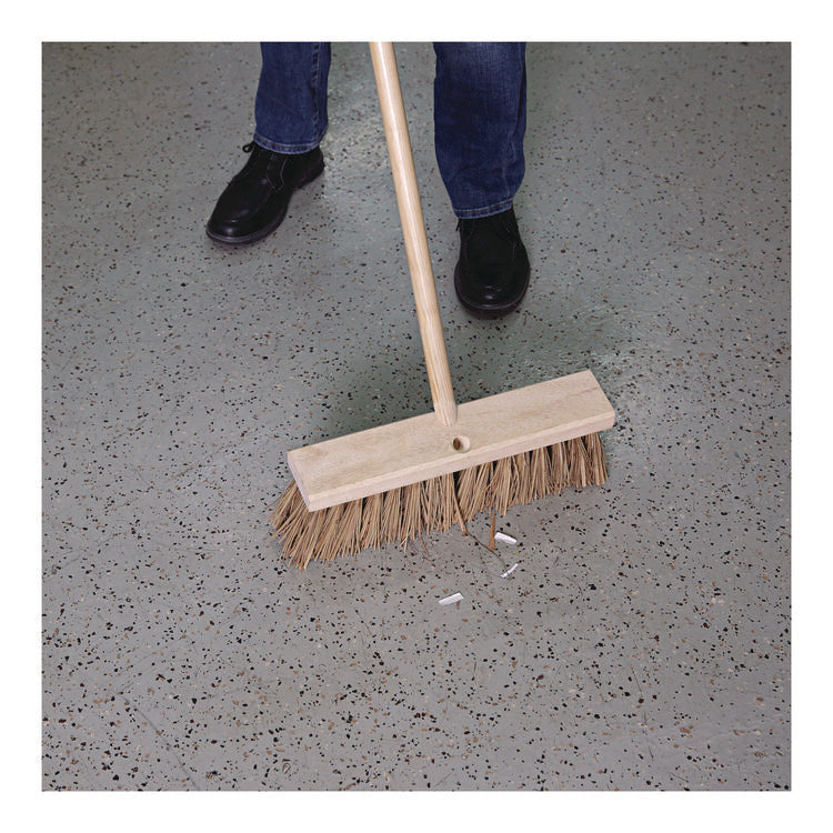 Tapered End Broom Handle, Lacquered Hardwood, 1.13" dia x 54", Natural