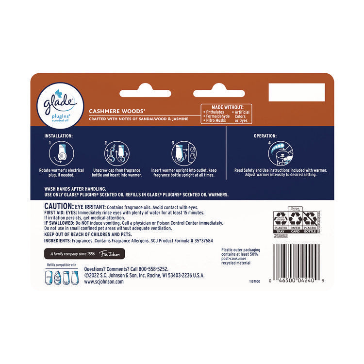 Plugins Scented Oil Refill, Cashmere Woods, 0.67 oz, 7/Pack