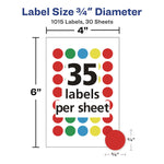 Handwrite-Only Self-Adhesive "See Through" Removable Round Color Dots, 0.75" dia, Assorted, 35/Sheet, 29 Sheets/Pack, (5473)