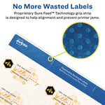 White Dissolvable Labels w/ Sure Feed, 1.25 x 2.38, White, 90/PK