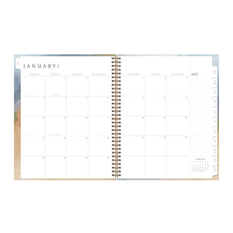 One Tree Planted Andreo Weekly/Monthly Planner, Abstract Artwork, 11" x 8.5", Blue/Sand/Green Cover, 12-Month (Jan-Dec): 2025