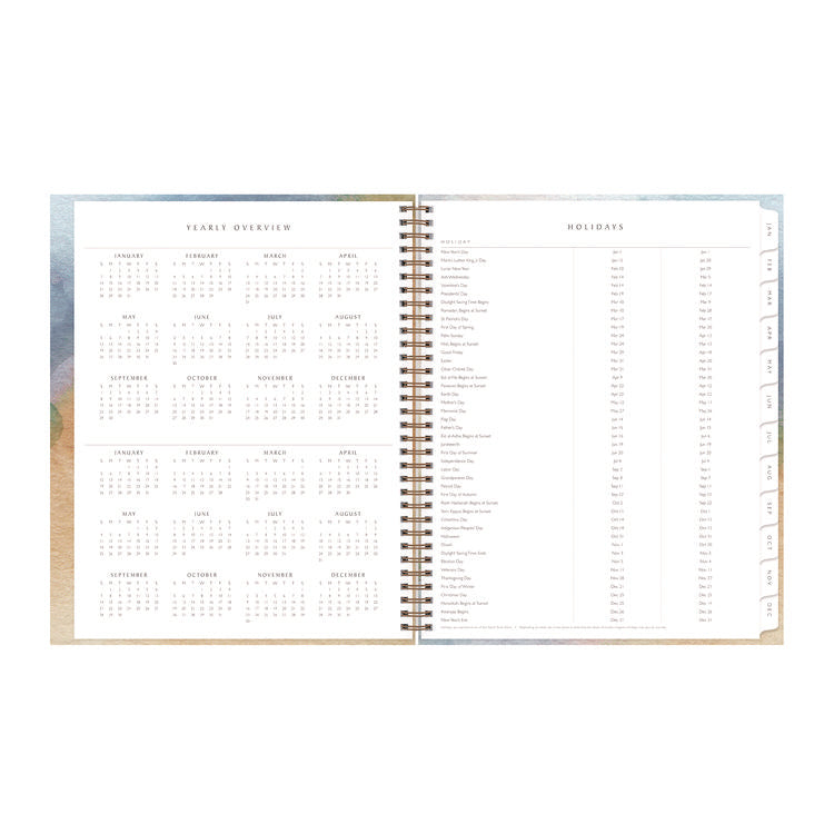 One Tree Planted Andreo Weekly/Monthly Planner, Abstract Artwork, 11" x 8.5", Blue/Sand/Green Cover, 12-Month (Jan-Dec): 2025