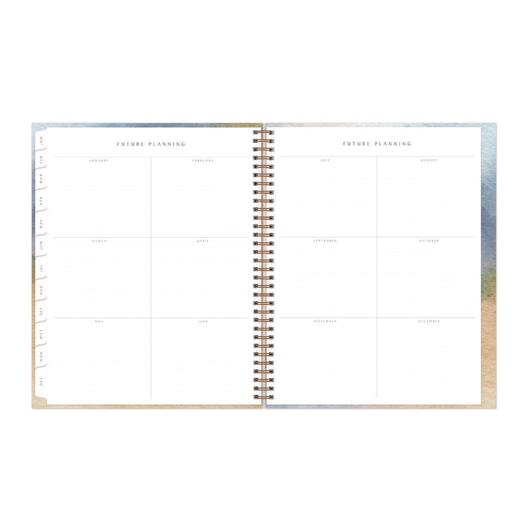 One Tree Planted Andreo Weekly/Monthly Planner, Abstract Artwork, 11" x 8.5", Blue/Sand/Green Cover, 12-Month (Jan-Dec): 2025