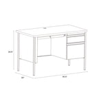 Single Pedestal Steel Desk, 45" x 24" x 29.5", Mahogany/Charcoal, Charcoal Legs