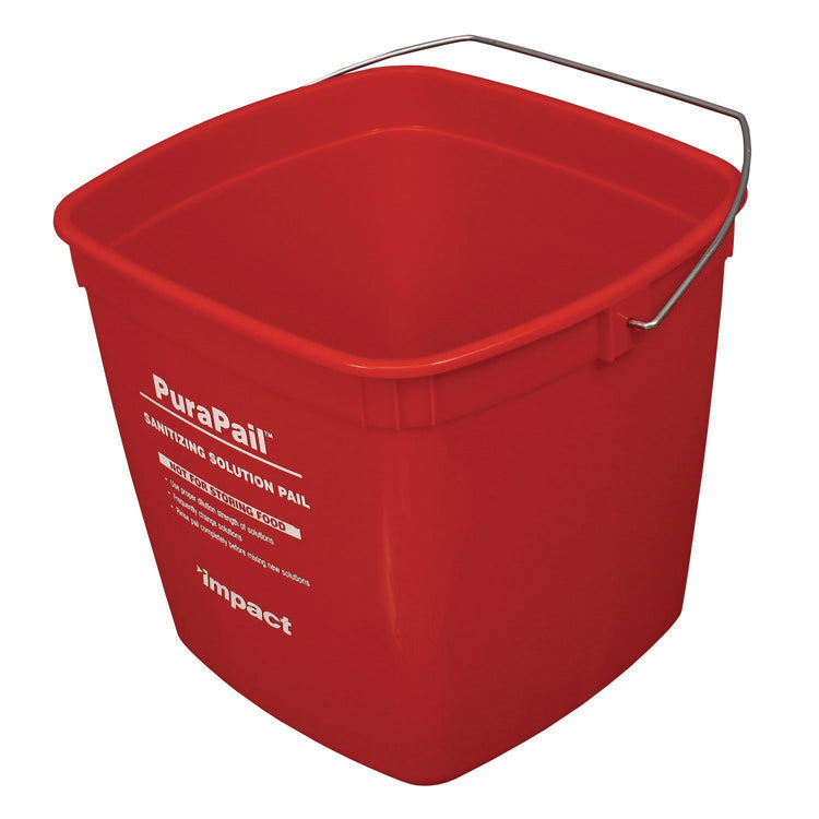Purapail Sanitizing Bucket, 6 Qt, Polyethylene, Red