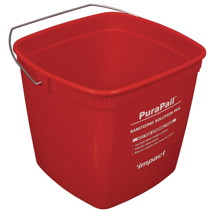 Purapail Sanitizing Bucket, 6 Qt, Polyethylene, Red
