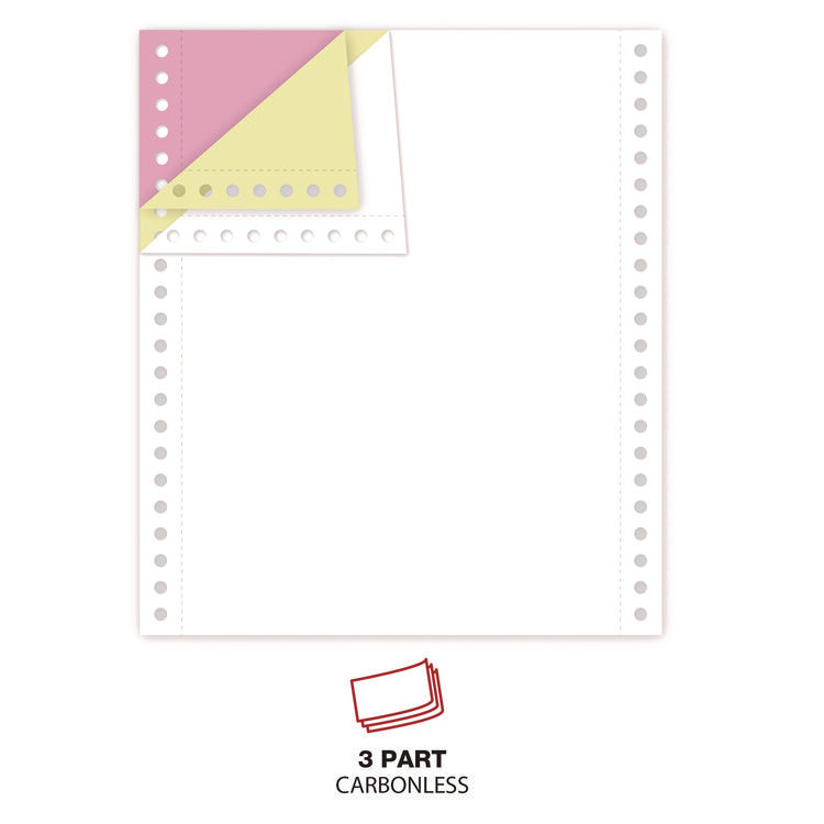 Printout Paper, 3-Part, 15 lb Bond Weight, 9.5 x 11, White/Canary/Pink, 1,200/Carton
