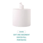 Center-Flow Perforated Paper Towel Roll, 7.3 x 15, White, 6 Rolls/Carton