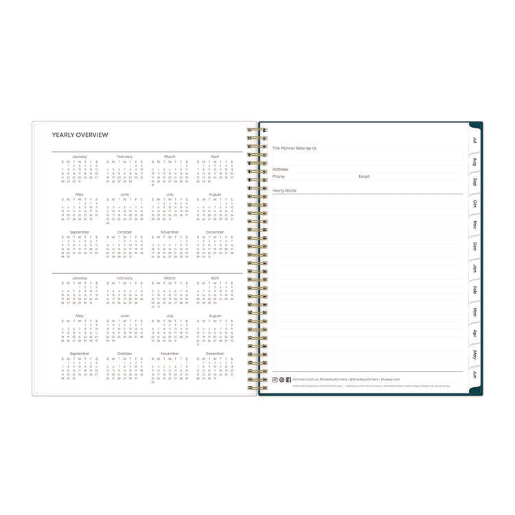 Greta Academic Year Weekly/Monthly Planner, Floral Artwork, 11.5 x 8, Green Cover, 12-Month (July-June): 2025 to 2026