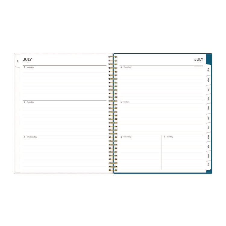 Bakah Blue Academic Year Weekly/Monthly Planner, Floral Artwork, 11 x 8.5, Blue/White Cover, 12-Month (July-June): 2025-2026