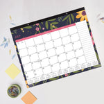 Academic 18-Month Desk Pad Calendar, Floral Artwork, 22 x 17, White/Multicolor Sheets, Black Headband, July 2025 to Dec 2026