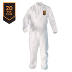A20 Breathable Particle Protection Coveralls, Zip Front, Elastic Back, Wrists, Ankles, 3X-Large, White, 20/Carton