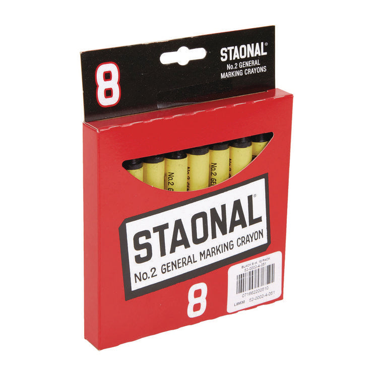 Staonal Marking Crayons, Black, 8/box