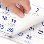 Deluxe Three-Month Reference Wall Calendar, Vertical Orientation, 12 x 27, White Sheets, 14-Month: Dec 2024 to Jan 2026