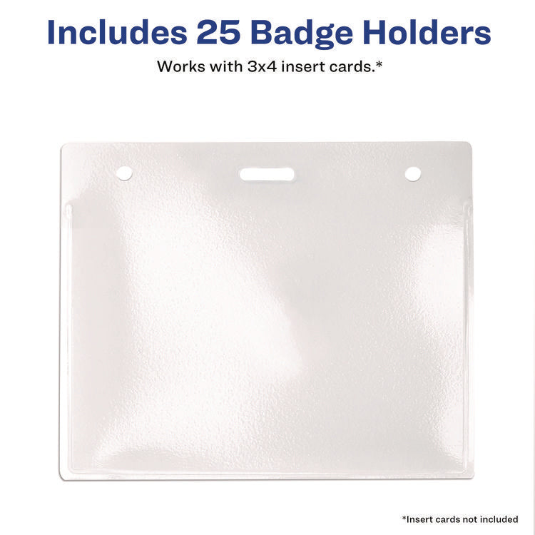 Secure Top Heavy-Duty Badge Holders, Horizontal, 4w X 3h, Clear, 25/pack