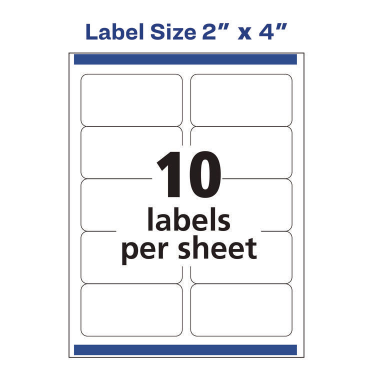 White Shipping Labels-Bulk Packs, Inkjet/laser Printers, 2 X 4, White, 10/sheet, 250 Sheets/box