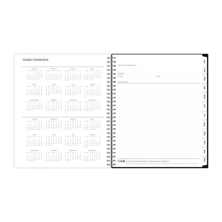 Analeis Monthly Planner, Floral Artwork, 10 x 8, White/Black/Coral Cover, 12-Month (Jan to Dec): 2025