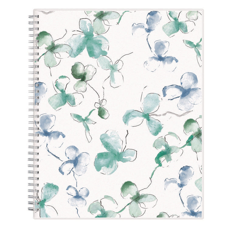 Lindley Weekly/Monthly Planner, Floral Artwork, 11 x 8.5, White/Blue/Green Cover, 12-Month (Jan to Dec): 2025