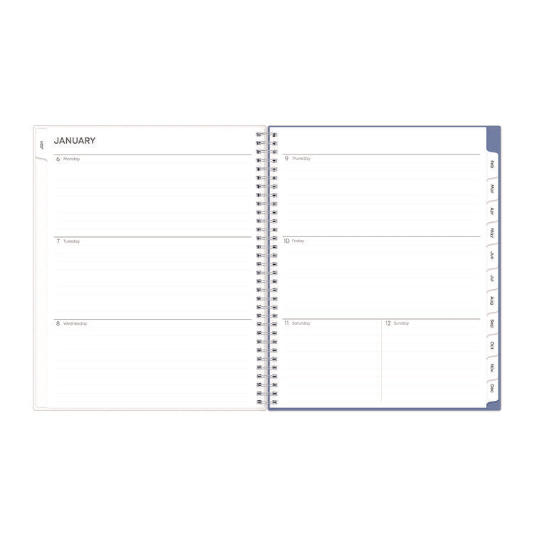Lindley Weekly/Monthly Planner, Floral Artwork, 11 x 8.5, White/Blue/Green Cover, 12-Month (Jan to Dec): 2025