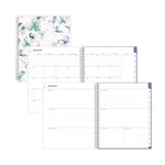 Lindley Weekly/Monthly Planner, Floral Artwork, 11 x 8.5, White/Blue/Green Cover, 12-Month (Jan to Dec): 2025