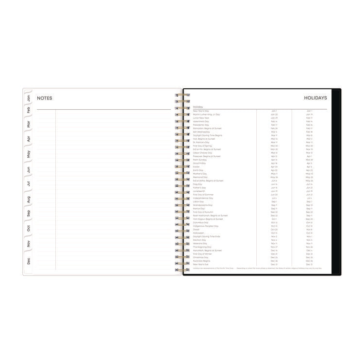 Baccara Dark Monthly Planner, Floral Artwork, 10 x 8, Gray/Black/Gold Cover, 12-Month (Jan to Dec): 2025