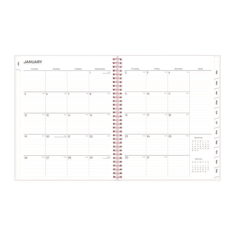 Joselyn Weekly/Monthly Planner, Floral Artwork, 11 x 8.5, Pink/Peach/Black Cover, 12-Month (Jan to Dec): 2025