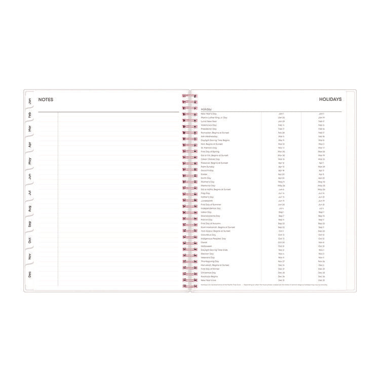 Joselyn Weekly/Monthly Planner, Floral Artwork, 11 x 8.5, Pink/Peach/Black Cover, 12-Month (Jan to Dec): 2025