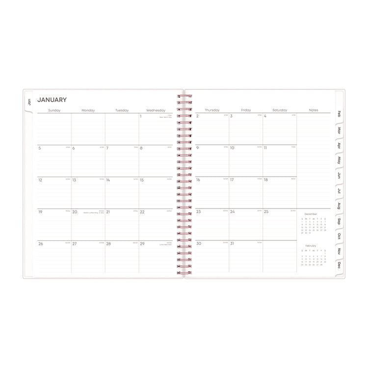 Joselyn Monthly Wirebound Planner, Floral Artwork, 10 x 8, Pink/Peach/Black Cover, 12-Month (Jan to Dec): 2025