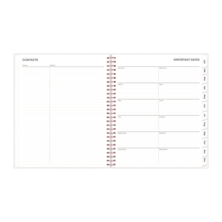 Joselyn Monthly Wirebound Planner, Floral Artwork, 10 x 8, Pink/Peach/Black Cover, 12-Month (Jan to Dec): 2025