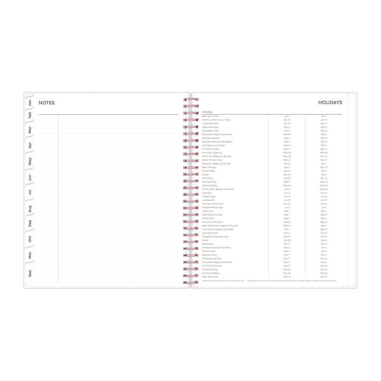 Joselyn Monthly Wirebound Planner, Floral Artwork, 10 x 8, Pink/Peach/Black Cover, 12-Month (Jan to Dec): 2025