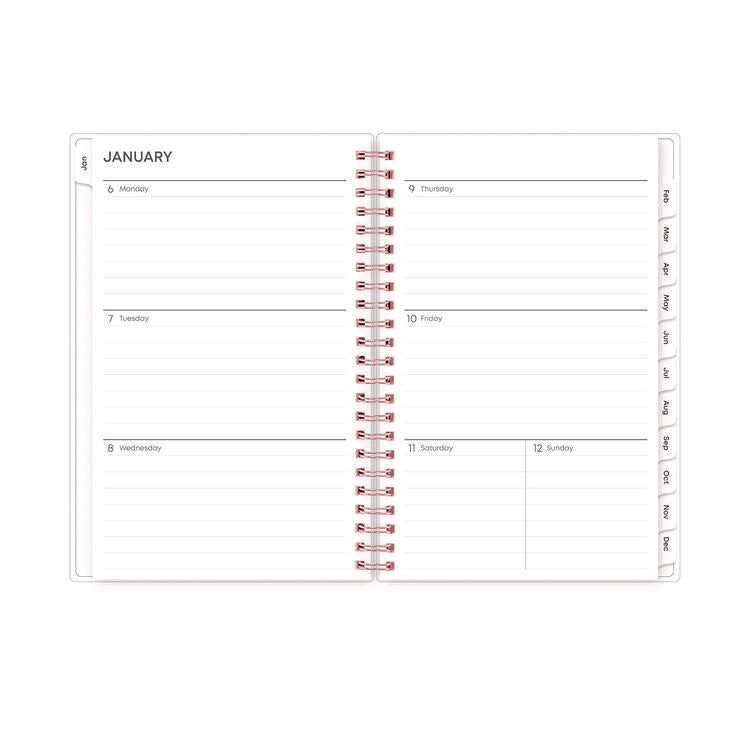 Joselyn Weekly/Monthly Planner, Floral Artwork, 8 x 5, Pink/Peach/Black Cover, 12-Month (Jan to Dec): 2025