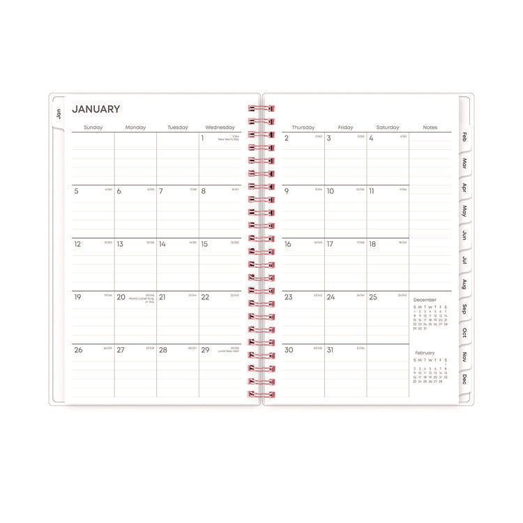 Joselyn Weekly/Monthly Planner, Floral Artwork, 8 x 5, Pink/Peach/Black Cover, 12-Month (Jan to Dec): 2025