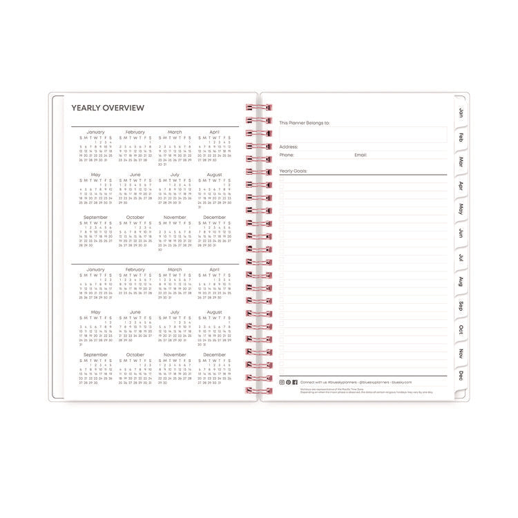 Joselyn Weekly/Monthly Planner, Floral Artwork, 8 x 5, Pink/Peach/Black Cover, 12-Month (Jan to Dec): 2025