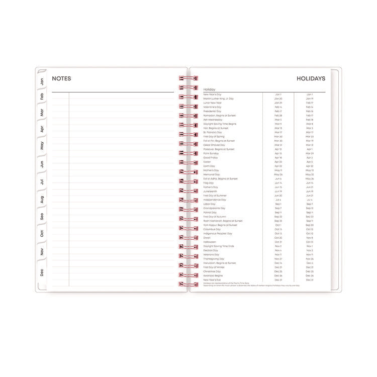 Joselyn Weekly/Monthly Planner, Floral Artwork, 8 x 5, Pink/Peach/Black Cover, 12-Month (Jan to Dec): 2025