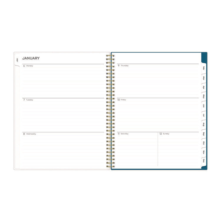 Bakah Blue Weekly/Monthly Planner, Floral Artwork, 11 x 8.5, Blue/White Cover, 12-Month (Jan to Dec): 2025