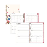 Fly By Frosted Weekly/Monthly Planner, Butterflies Artwork, 8 x 5, Blush/Pink Cover, 12-Month (Jan to Dec): 2025