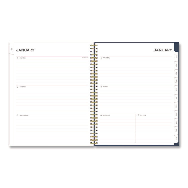 Ashlyn Weekly/Monthly Planner, Floral Artwork, 11 x 8.5, Navy/Multicolor Cover, 12-Month (Jan to Dec): 2025