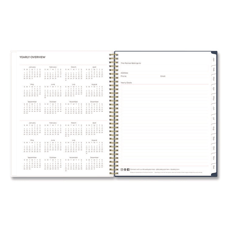 Ashlyn Weekly/Monthly Planner, Floral Artwork, 11 x 8.5, Navy/Multicolor Cover, 12-Month (Jan to Dec): 2025