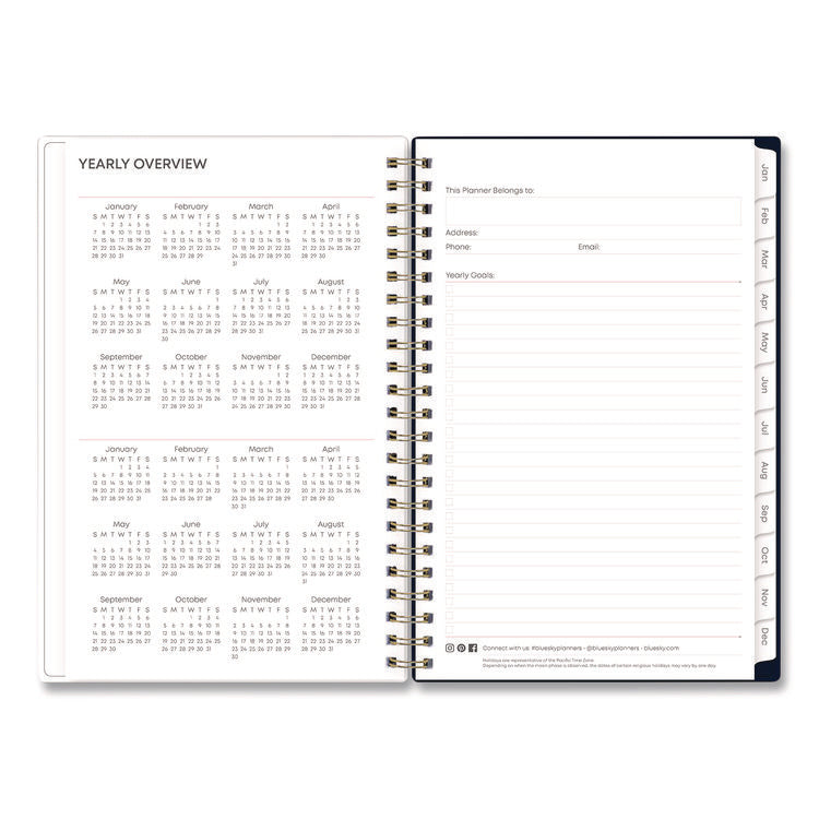 Ashlyn Weekly/Monthly Planner, Floral Artwork, 8 x 5, Navy/Multicolor Cover, 12-Month (Jan to Dec): 2025