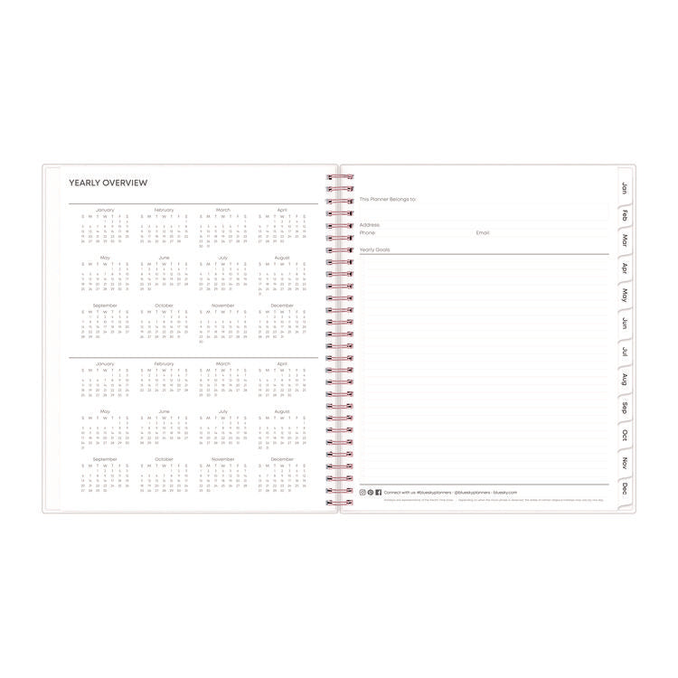 Joselyn Monthly Wirebound Planner, Floral Artwork, 10 x 8, Pink/Peach/Black Cover, 12-Month (Jan to Dec): 2025