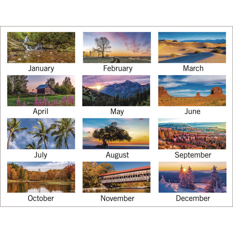 Scenic Three-Month Wall Calendar, Landscape Photography, 12 x 27, White Sheets, 14-Month: Dec 2024 to Jan 2026