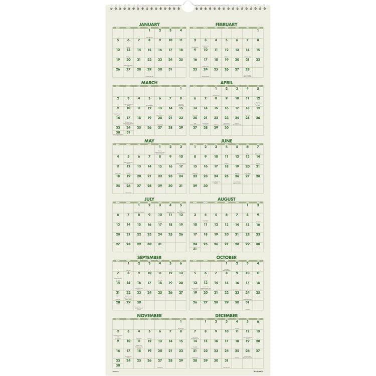 Scenic Three-Month Wall Calendar, Landscape Photography, 12 x 27, White Sheets, 14-Month: Dec 2024 to Jan 2026