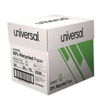 30% Recycled Copy Paper, 92 Bright, 20 lb Bond Weight, 8.5 x 11, White, 500 Sheets/Ream, 5 Reams/Carton