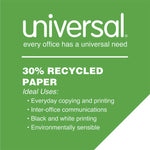 30% Recycled Copy Paper, 92 Bright, 20 lb Bond Weight, 8.5 x 11, White, 500 Sheets/Ream, 5 Reams/Carton