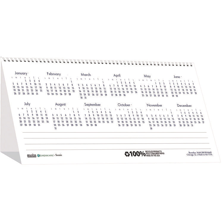 Earthscapes Recycled Desk Tent Monthly Calendar, Scenic Photography, 8.5 x 4.5, White Sheets, 12-Month (Jan to Dec): 2025