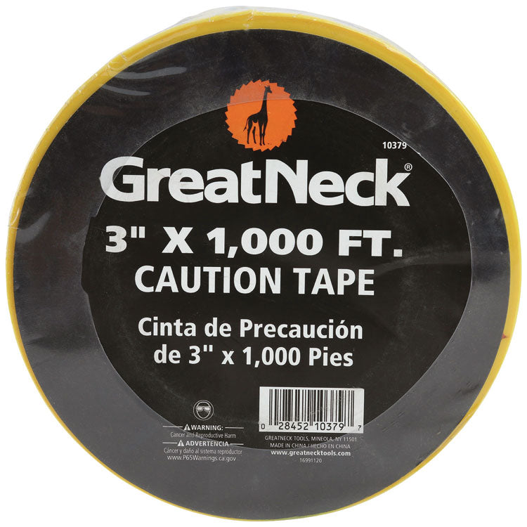 Caution Safety Tape, Non-Adhesive, 3" X 1,000 Ft, Yellow